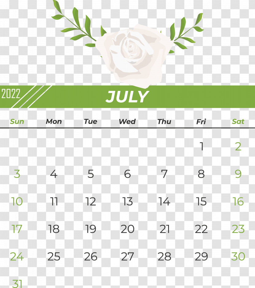 Flower Line Font Green Calendar Transparent PNG