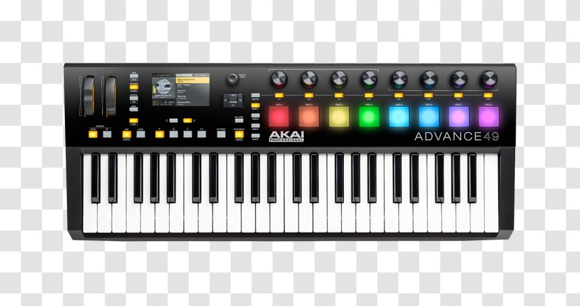 Computer Keyboard Akai Advance 49 MIDI Controllers 61 - Watercolor - Musical Instruments Transparent PNG
