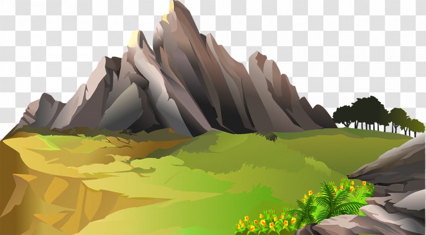 Landscape Mountain Sunset Euclidean Vector - Grass - Mountains Transparent PNG