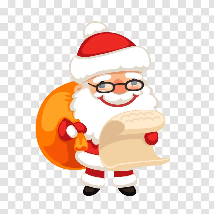 Santa Claus Christmas Ornament Gift - Vector With A Bag Transparent PNG