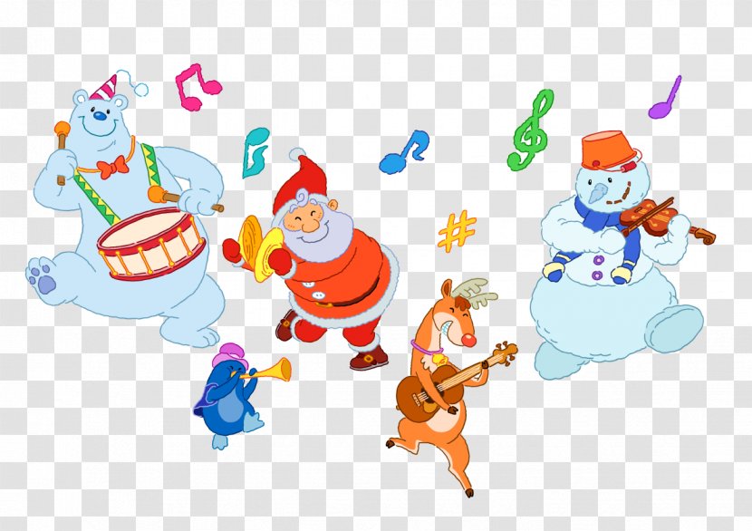 Santa Claus Violin Musical Instrument Clip Art - Frame - Merry Band Cartoon Creative Combination Transparent PNG