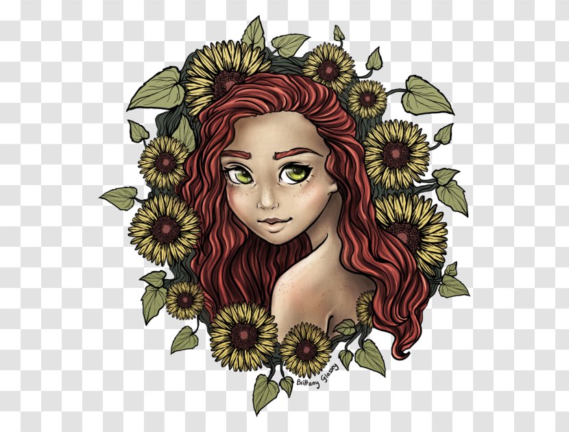 Cartoon Fairy Brown Hair - Facebook - Sunflower Leaf Transparent PNG