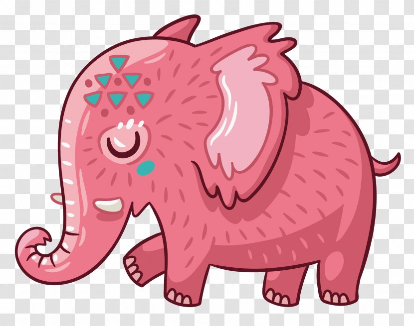 African Elephant Indian Pink Clip Art - Tree - Painted Transparent PNG