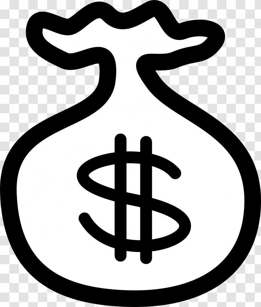 Money Bag White Coin Clip Art - Text - Cash Sign Cliparts Transparent PNG