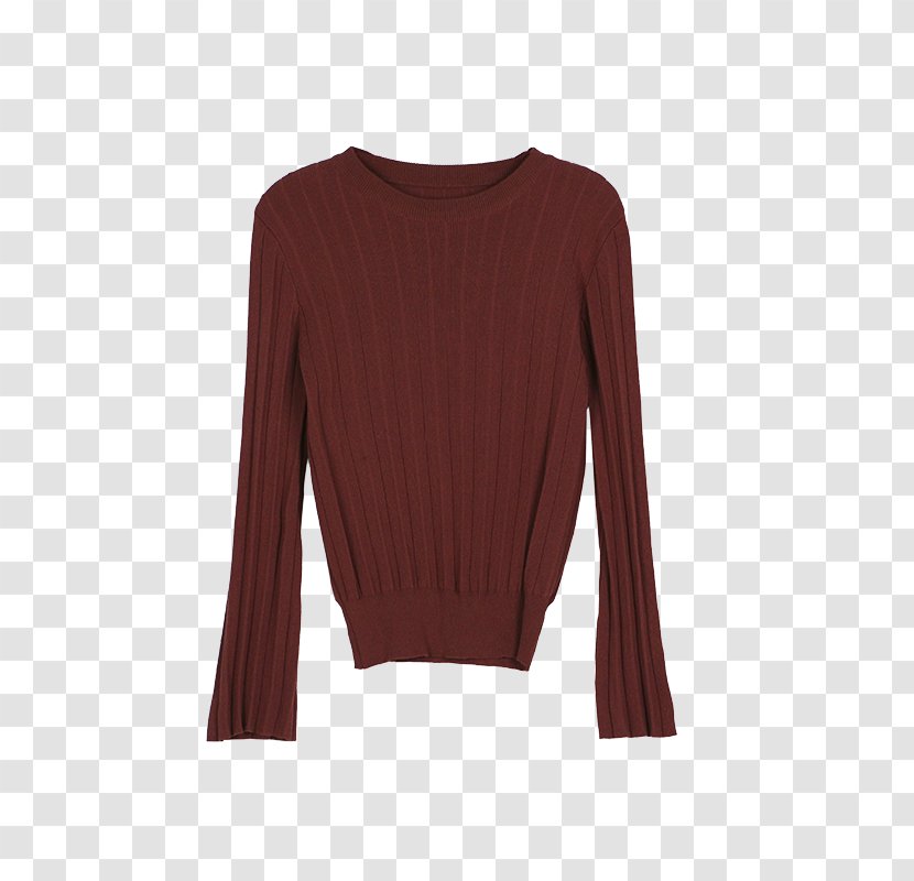Long-sleeved T-shirt Sweater Shoulder - Sleeve - Knit Red Wine Transparent PNG