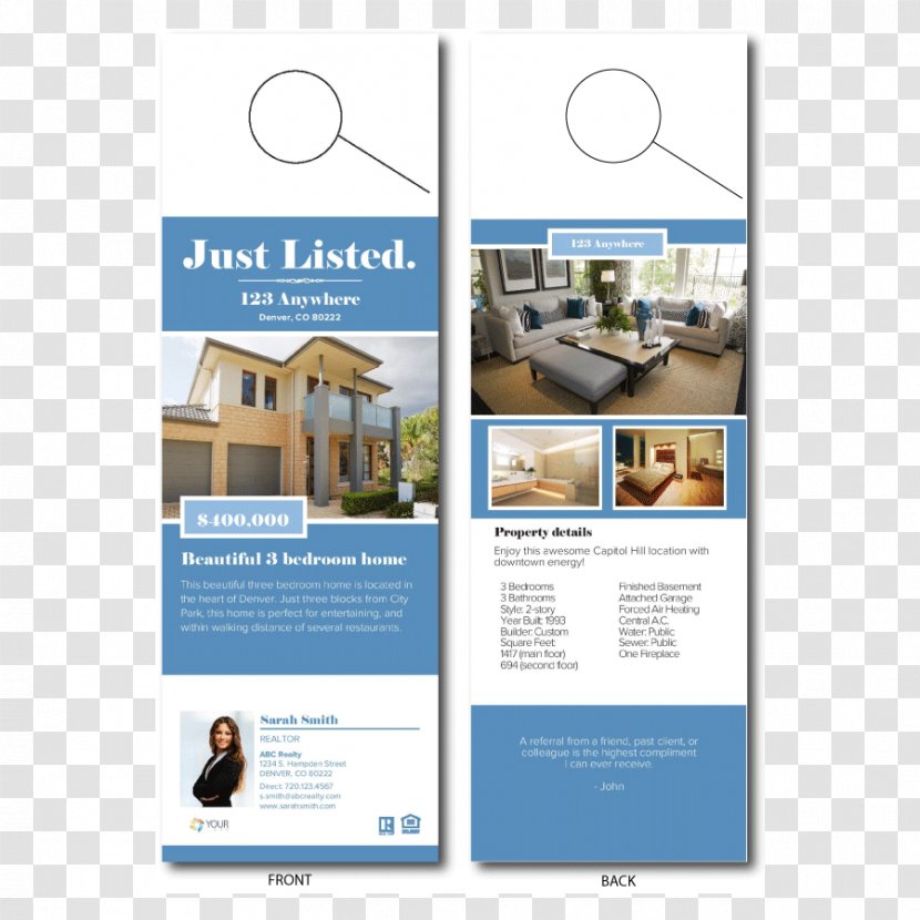 Advertising Door Hanger Flyer Real Estate Transparent PNG