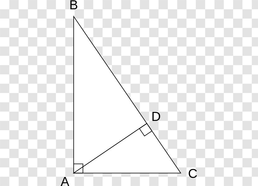 Right Triangle Altitude Pythagorean Theorem - Black And White Transparent PNG