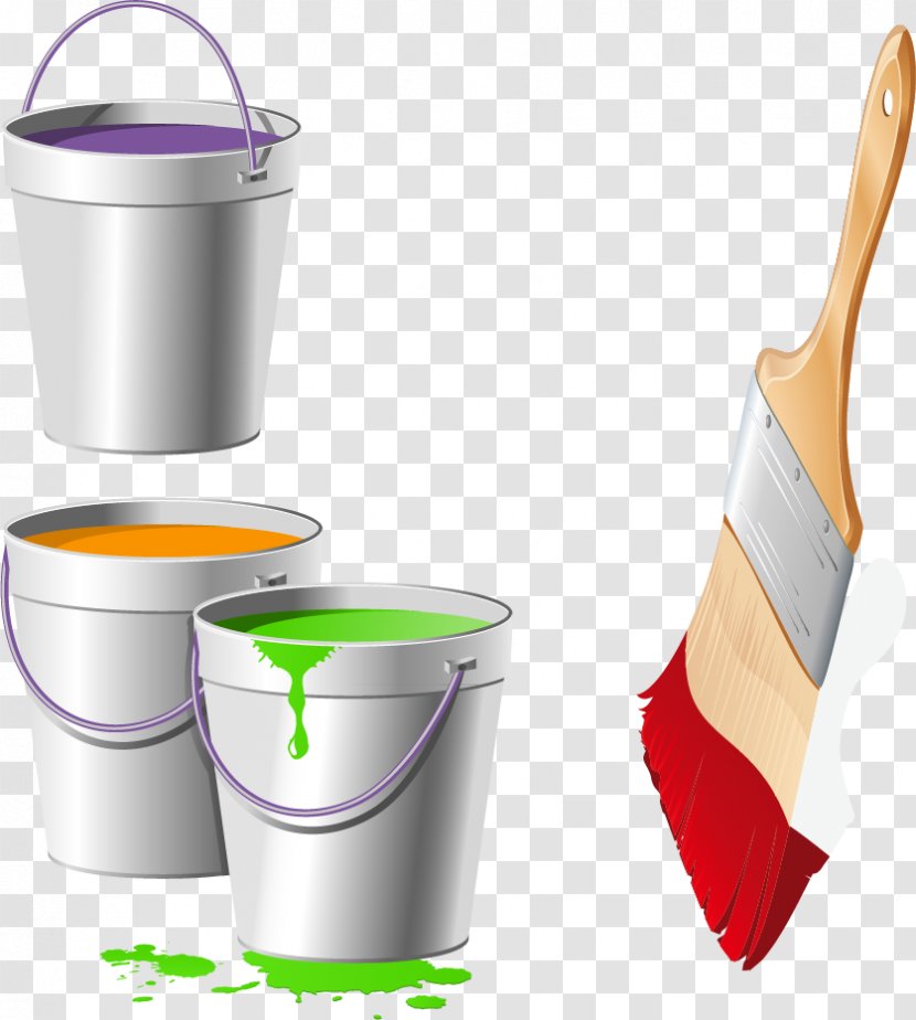 Paintbrush Bucket Color - Drinkware - Paint Transparent PNG