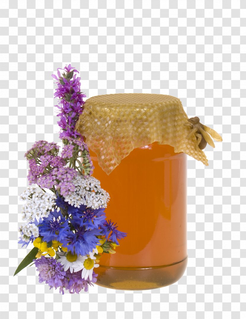 Bee Marmalade Honey Jar Bottle - Cut Flowers - HD Picture Transparent PNG