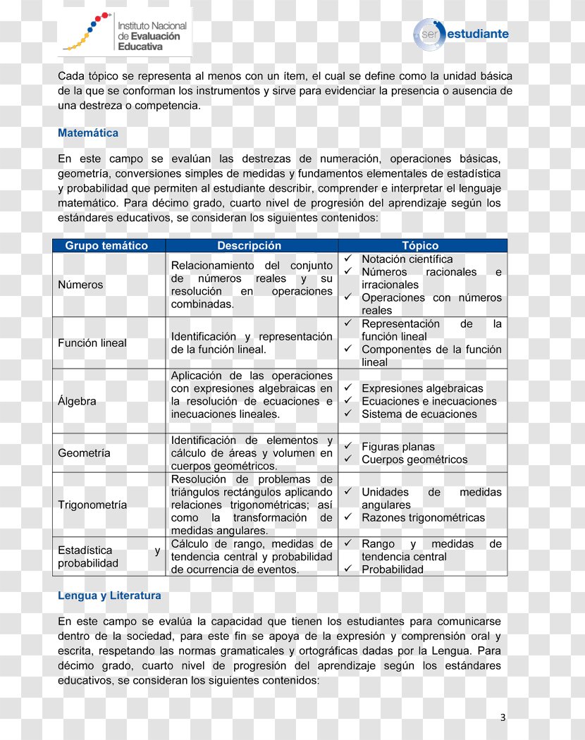 Instituto Nacional De Evaluación Educativa Ecuador Science Document Education - 2016 - Estudiante Transparent PNG