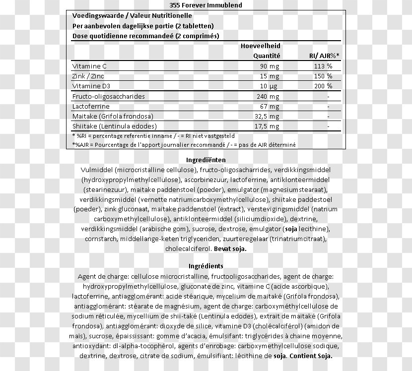 Forever Living Products Mushroom Aloe Vera Shiitake Health - Document Transparent PNG