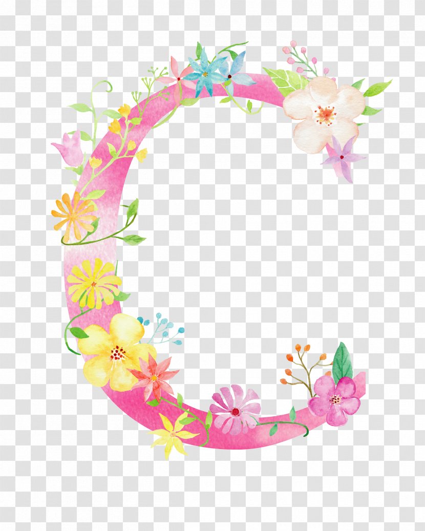 C Letter Initial Font - Alphabet - Flowers Transparent PNG