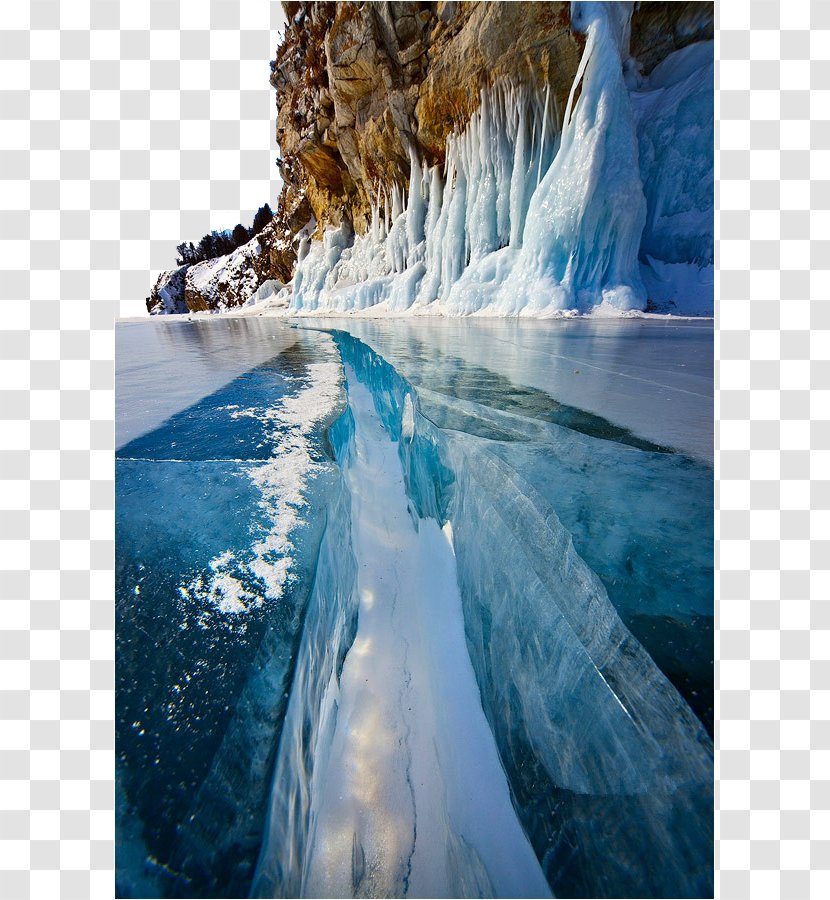 Lake Baikal Upper Angara River Michigan Emerald - Winter - Frozen Glacier Transparent PNG
