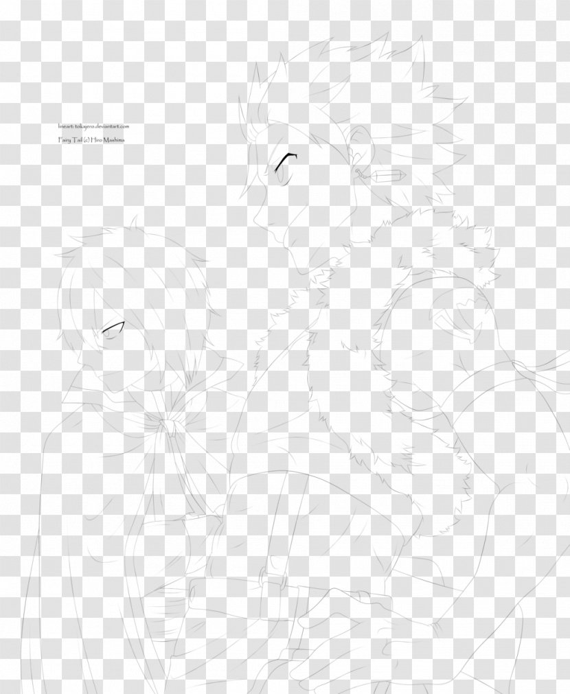 Line Art Natsu Dragneel Sketch - Silhouette - Dragon Tail Transparent PNG