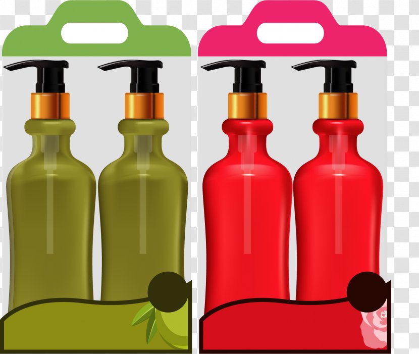 Shampoo Shower Gel - Bottle - Vector Painted Set Transparent PNG