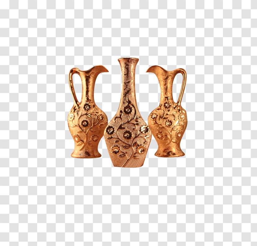 Vase Download - Ceramic - Golden Transparent PNG