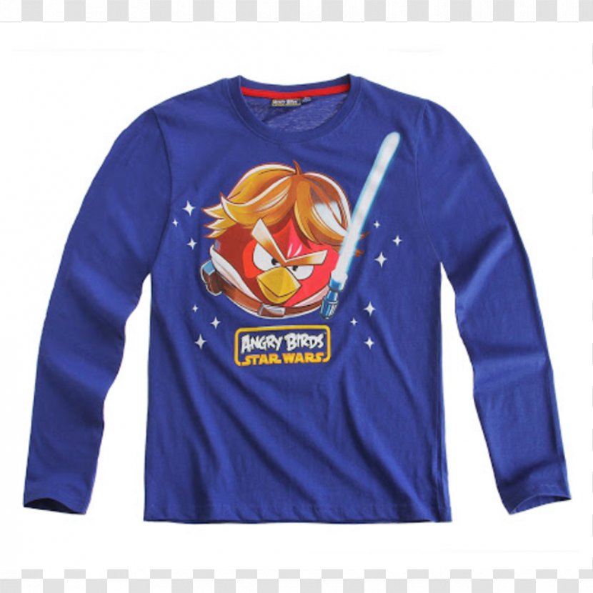 T-shirt Angry Birds Star Wars Han Solo Sleeve - Cobalt Blue Transparent PNG
