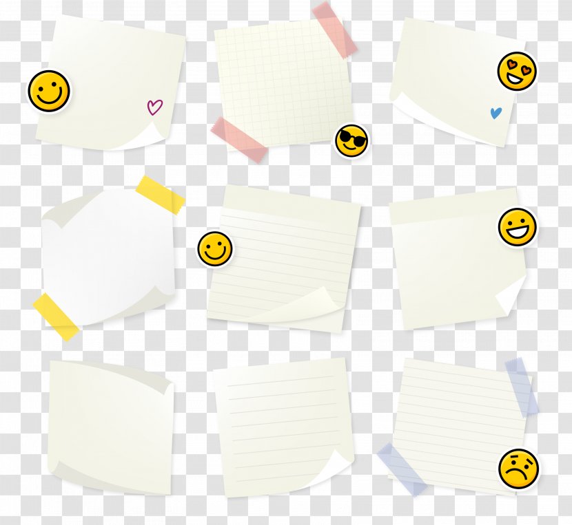 Paper Brand Pattern - Yellow - Cute Smiley Tear Tab Transparent PNG