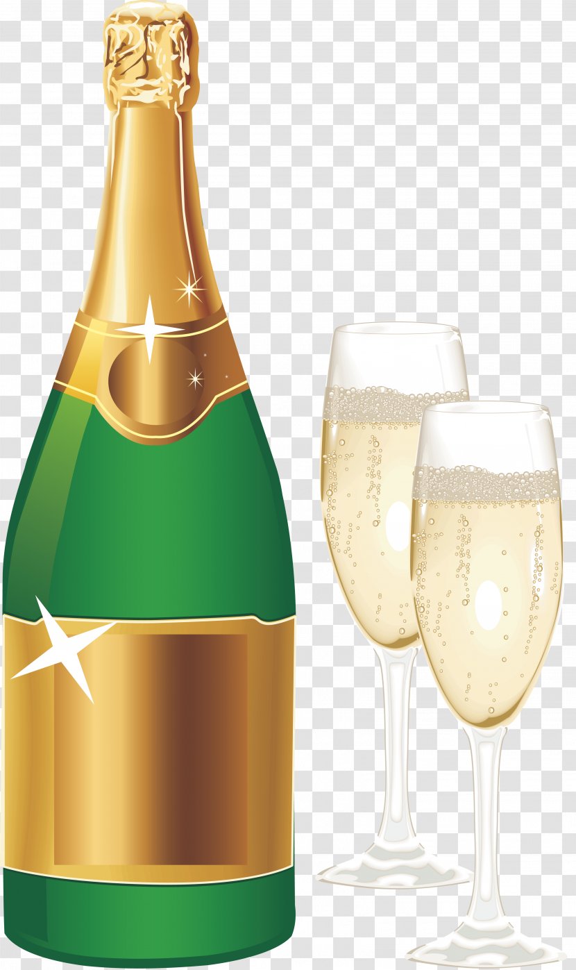 Champagne Glass Sparkling Wine Bottle Transparent PNG