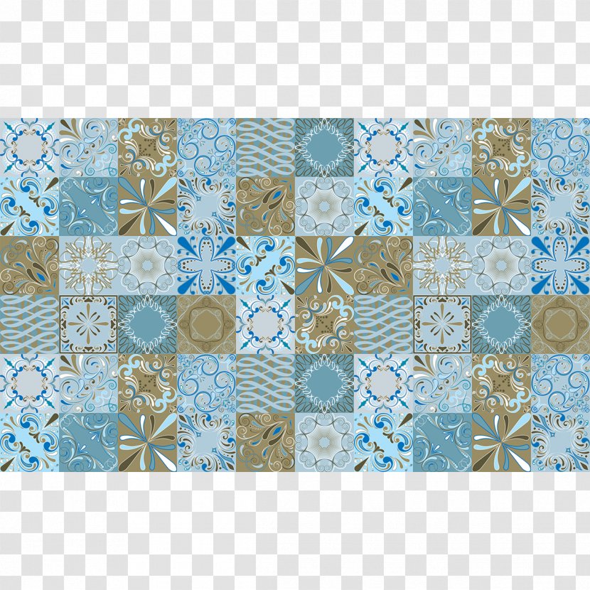 Patchwork Rectangle Place Mats Turquoise Pattern - Textile - Azulejo Transparent PNG