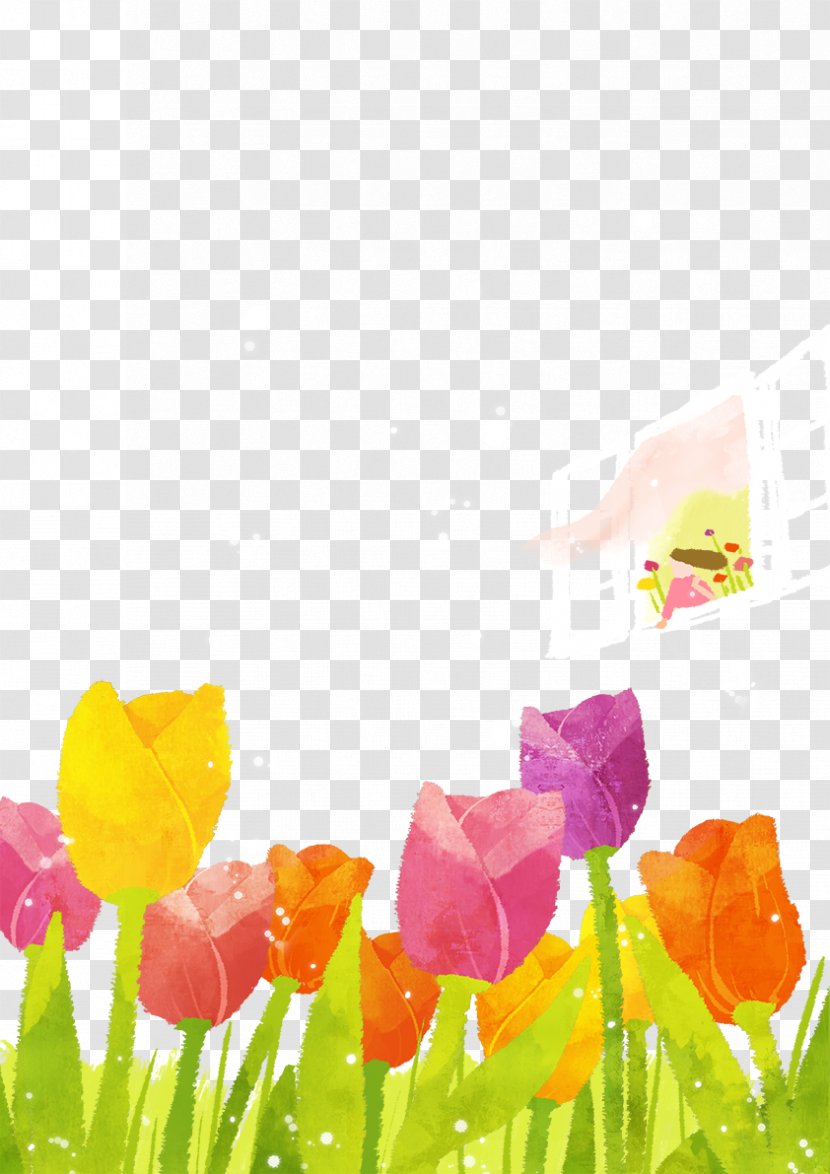 Drawing Download Watercolor Painting - Tulip Transparent PNG