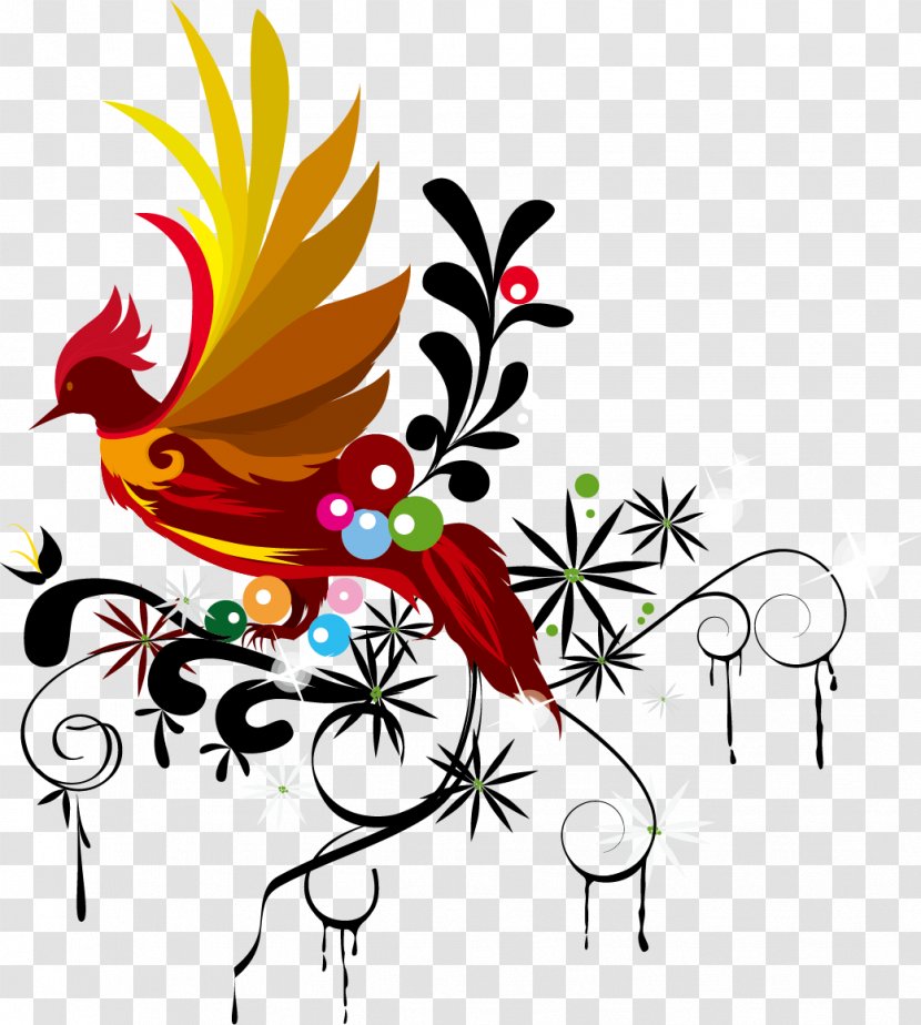 Drawing Clip Art - Branch - Hand-painted Phoenix Transparent PNG