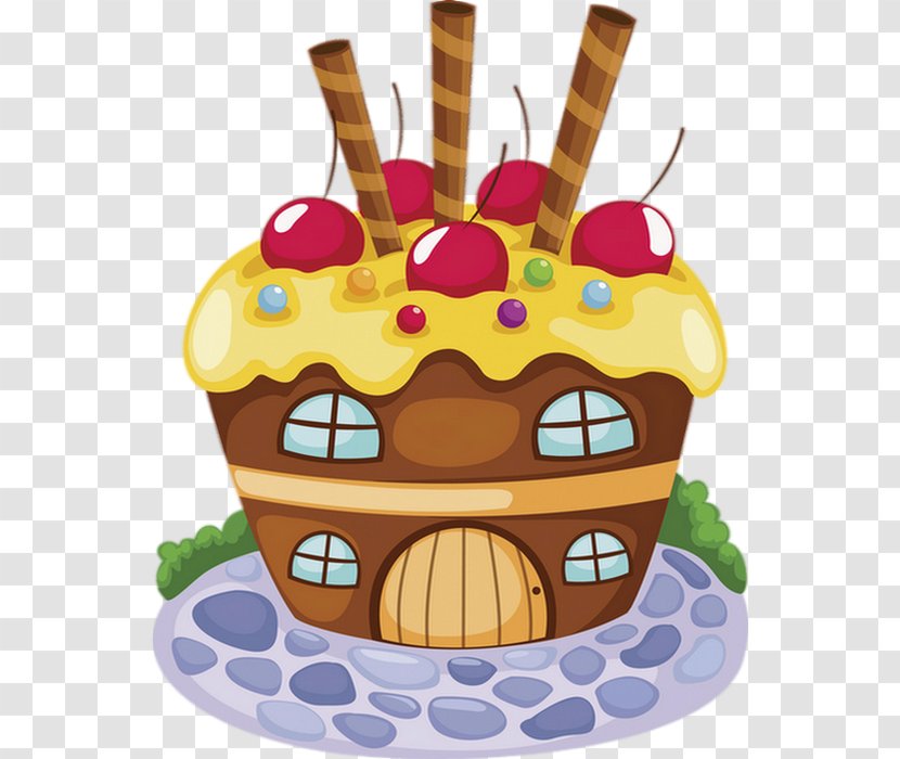 Cupcake Illustration Drawing Gingerbread House Cartoon - Biscuits - Cake Transparent PNG