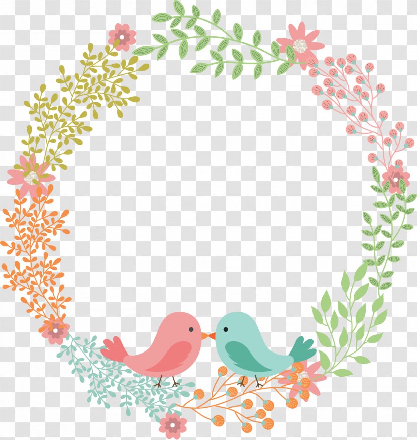 Wedding Invitation Napkin Flower Wreath - Border - Love Bird Rattan Text Label Transparent PNG