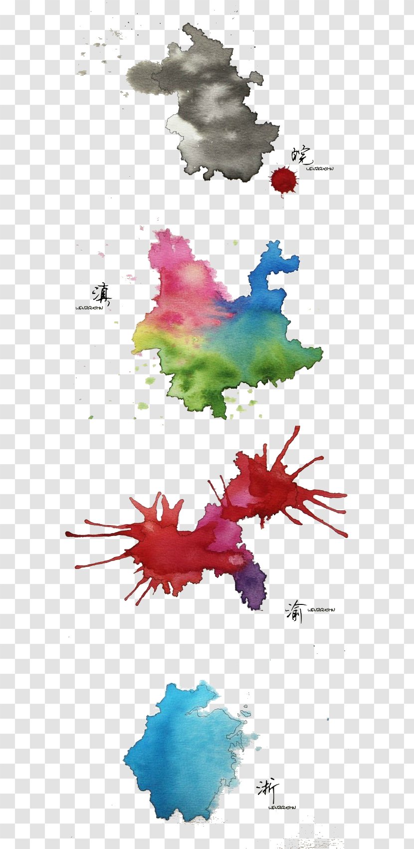China Watercolor Painting Map - Of Zhejiang Transparent PNG