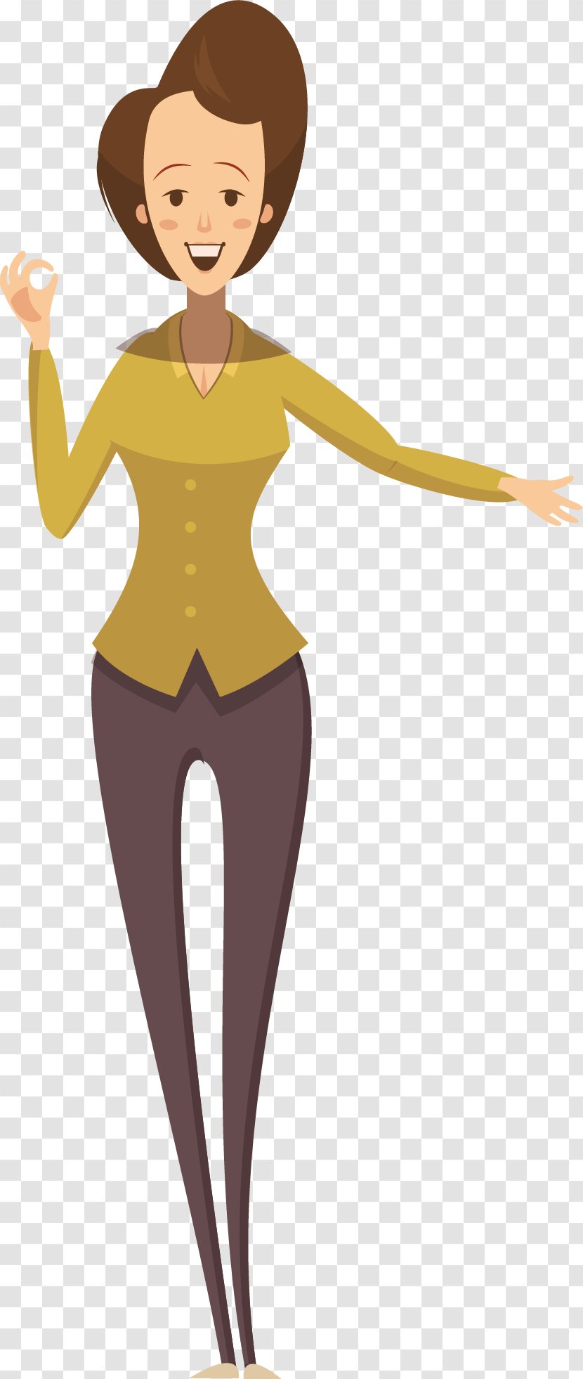 Cartoon Icon - A Yellow Dress Clerk Transparent PNG