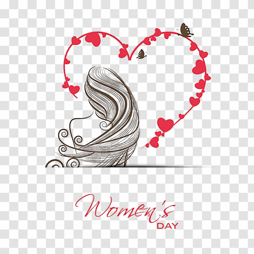 International Womens Day March 8 Valentines Greeting Card Illustration - Heart - Women's Transparent PNG