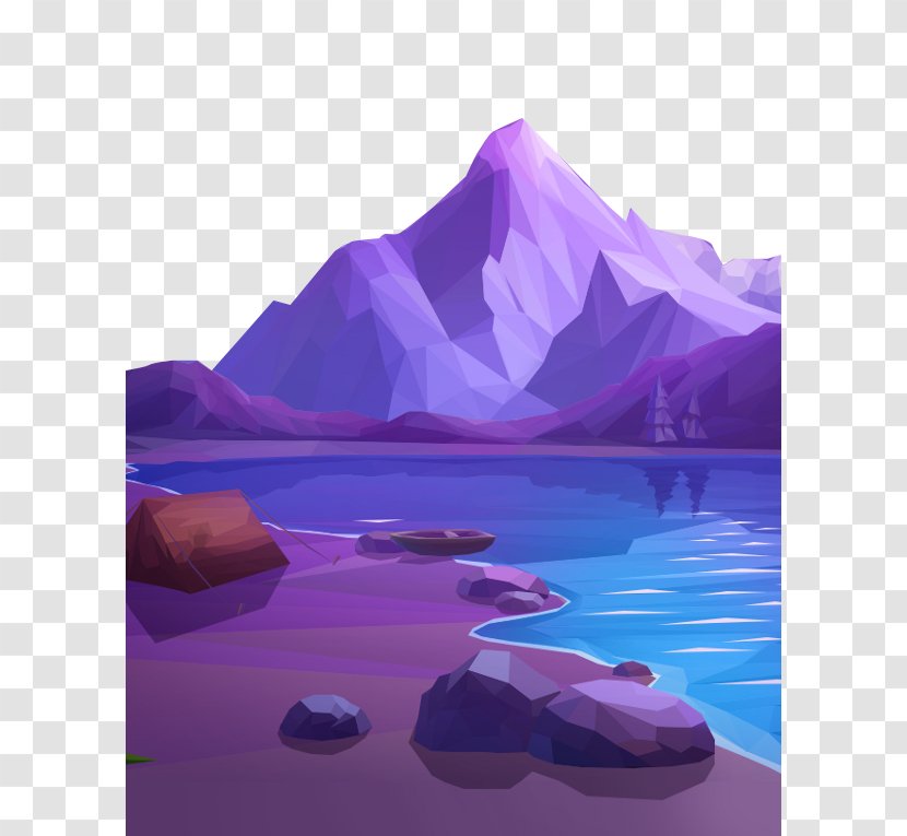 Low Poly Art Wallpaper - Mountain Lakes Transparent PNG