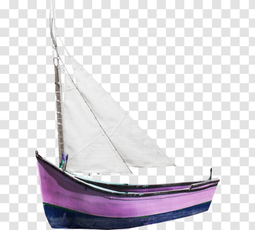 Sailing Ship Boat - Caravel - Purple White Sail Transparent PNG