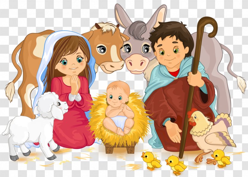 Holy Family Nativity Scene Christmas Of Jesus Clip Art - Child - Vector Transparent PNG