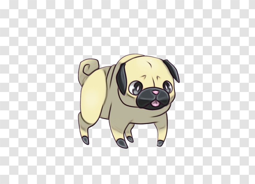 Pug Cartoon Dog Snout Puppy - Wet Ink - Fawn Breed Transparent PNG
