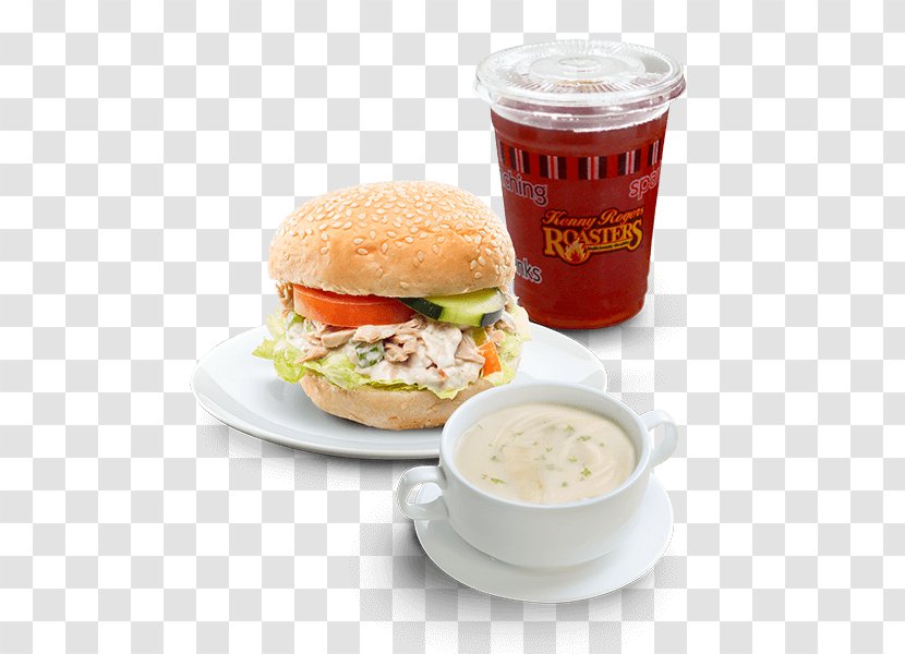 Breakfast Sandwich Cheeseburger Hamburger Veggie Burger Junk Food - Salmon - Kenny Rogers Transparent PNG