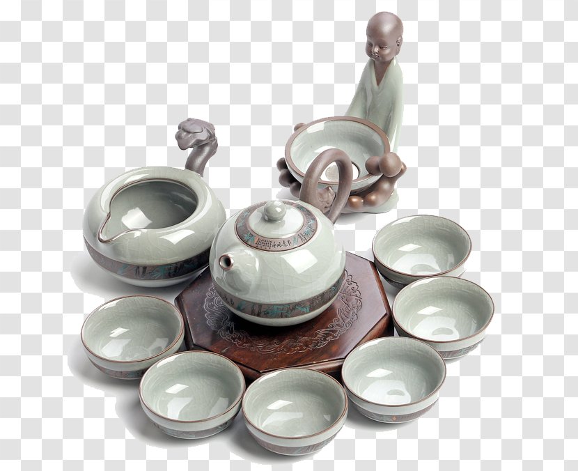 Teapot Porcelain Teaware - Ceramic Art - Set Of Tea Kung Fu Ru Ge Opening Piece Sets Cup Gift Box Transparent PNG