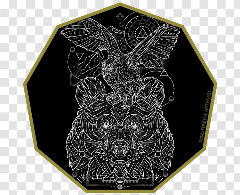 Great Horned Owl Sacred Geometry Art - Ink Transparent PNG