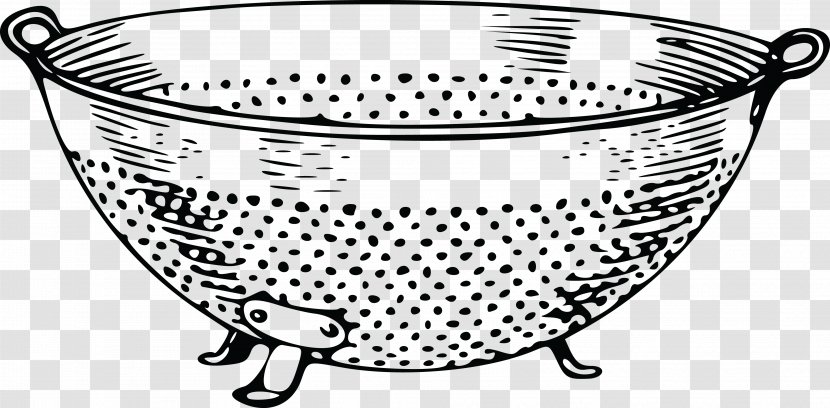 Colander Sieve Clip Art - Serveware - Black And White Transparent PNG