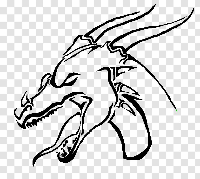 Cat Carnivora Something Big Drawing Clip Art - Monochrome Photography - Dragon Head Transparent PNG