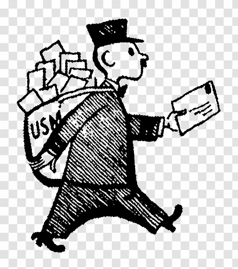 Mail Carrier Cartoon Clip Art - Hand - Illustration Vector Black Card Transparent PNG