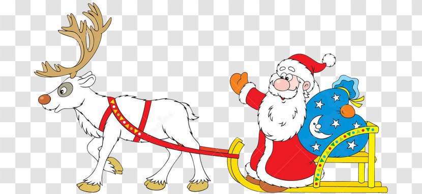 Reindeer Santa Claus Sled Clip Art Transparent PNG