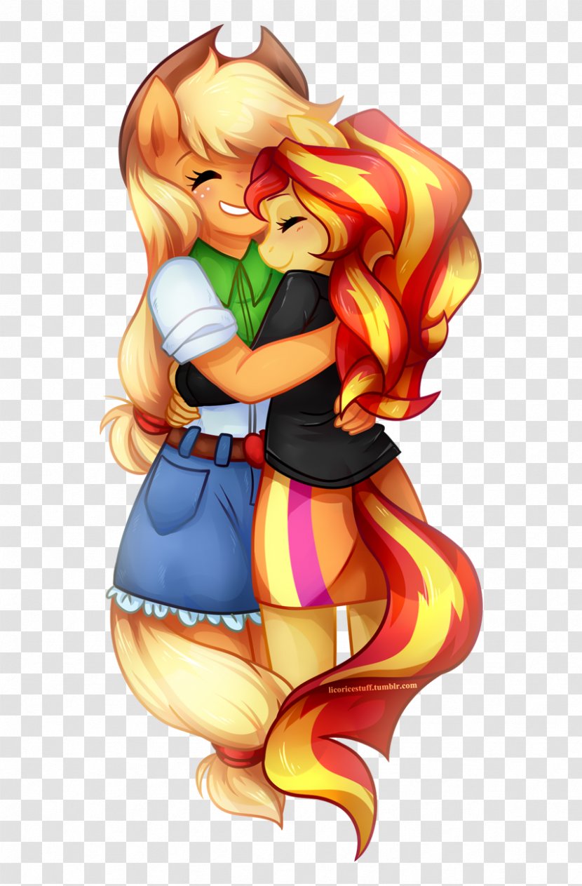 Applejack Rainbow Dash Sunset Shimmer Pony Fluttershy - Frame - Jesus Hug Transparent PNG
