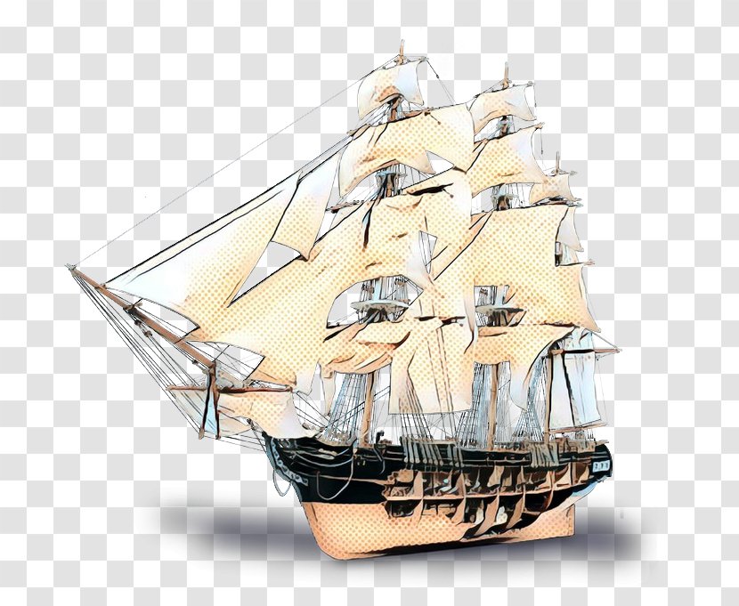 Boat Cartoon - Tall Ship - Schooner Beige Transparent PNG