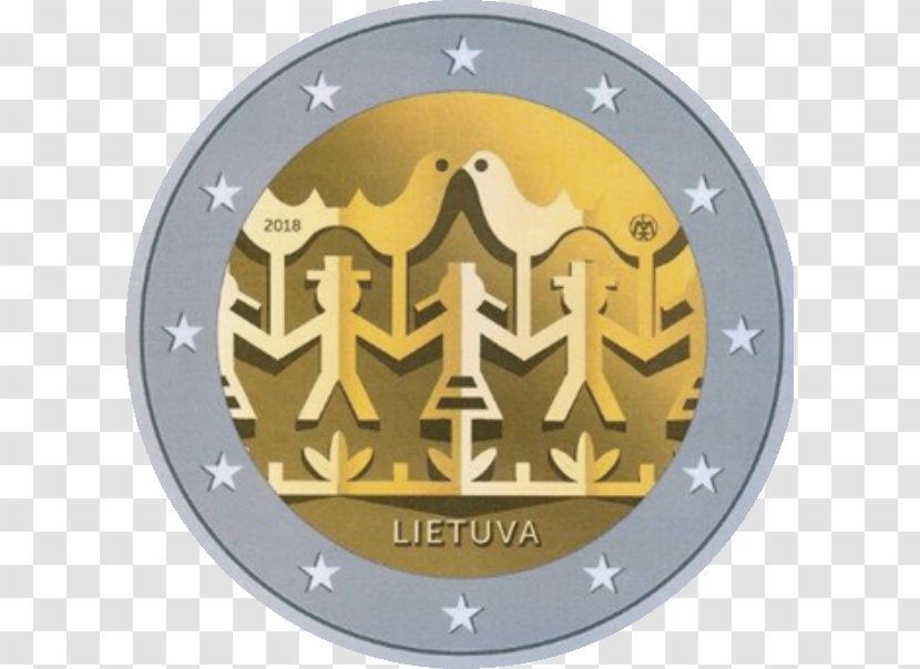 Lithuanian Song Festival 2 Euro Coin Commemorative Coins - Baltic States Transparent PNG