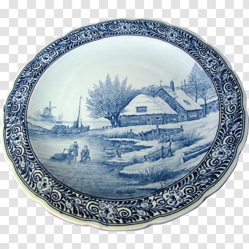 Plate Blue And White Pottery Platter Porcelain Tableware Transparent PNG