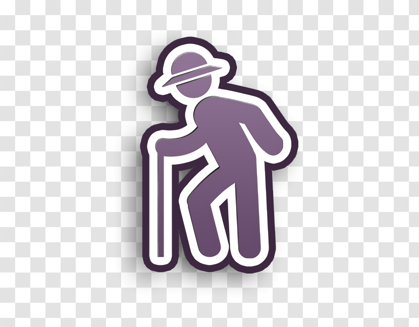 Humans Icon People Icon Old Man With Hat Walking With Cane Icon Transparent PNG