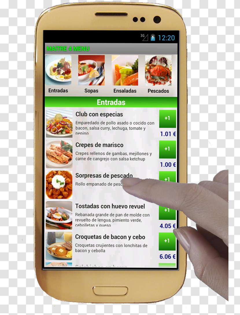 Smartphone Mobile Phones Restaurant Menu - Portable Communications Device Transparent PNG