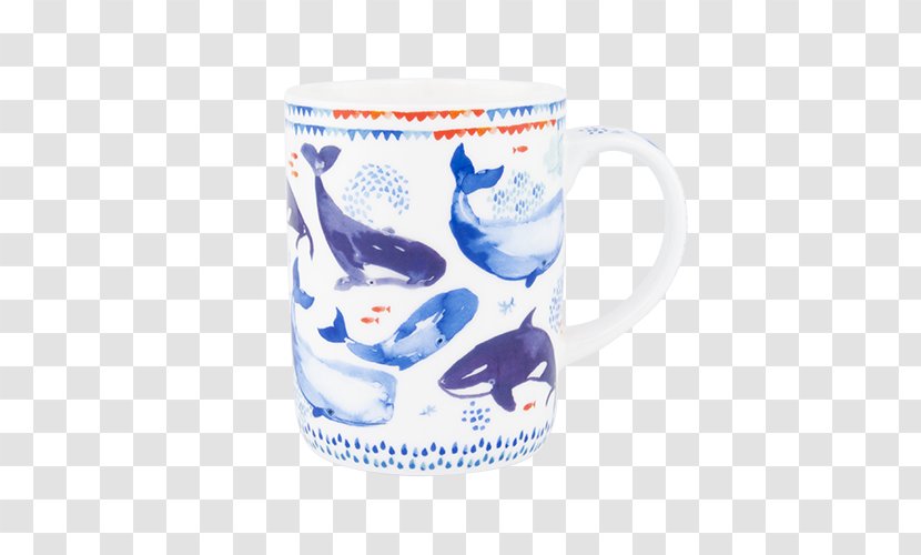 Coffee Cup Ceramic Mug Blue And White Pottery - Porcelain - Whale Tale Transparent PNG