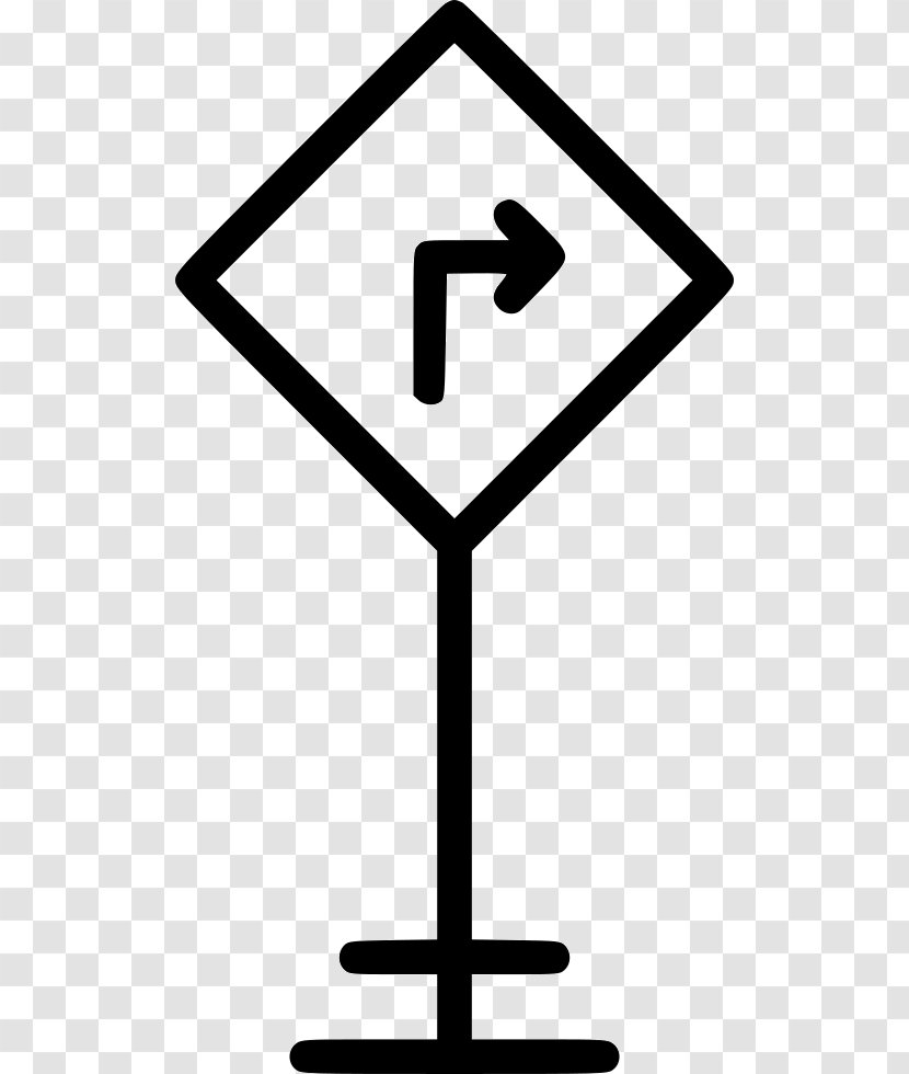 Clip Art - Black - Right Turn Ahead Sign Transparent PNG